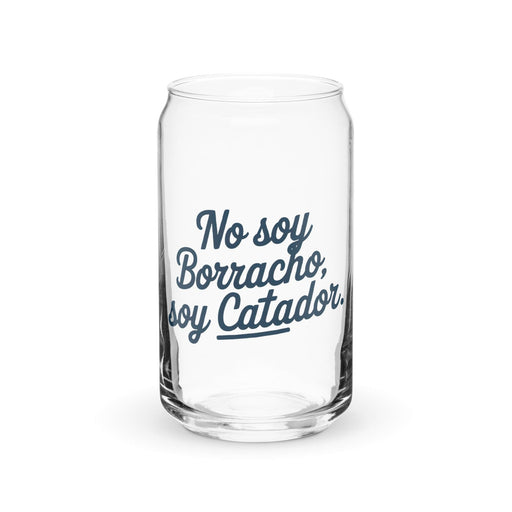 No Soy Borracho, Soy Catador Exclusive Art Piece Can-Shaped Glass Home Office Work Mexican Spanish Pride Gift Cup One-Of-A-Kind Calligraphy Glass | N5 Mexicada 16 oz