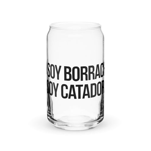 No Soy Borracho, Soy Catador Exclusive Art Piece Can-Shaped Glass Home Office Work Mexican Spanish Pride Gift Cup One-Of-A-Kind Calligraphy Glass | N7 Mexicada 16 oz