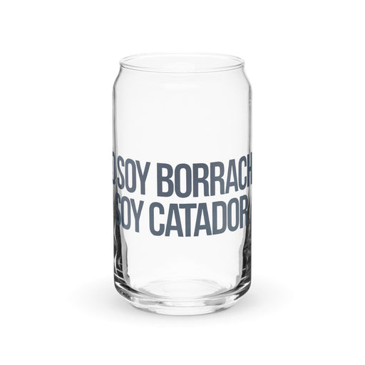 No Soy Borracho, Soy Catador Exclusive Art Piece Can-Shaped Glass Home Office Work Mexican Spanish Pride Gift Cup One-Of-A-Kind Calligraphy Glass | N14 Mexicada 16 oz