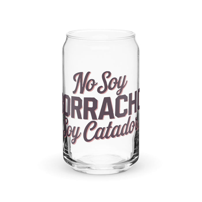 No Soy Borracho, Soy Catador Exclusive Art Piece Can-Shaped Glass Home Office Work Mexican Spanish Pride Gift Cup One-Of-A-Kind Calligraphy Glass | N25 Mexicada 16 oz