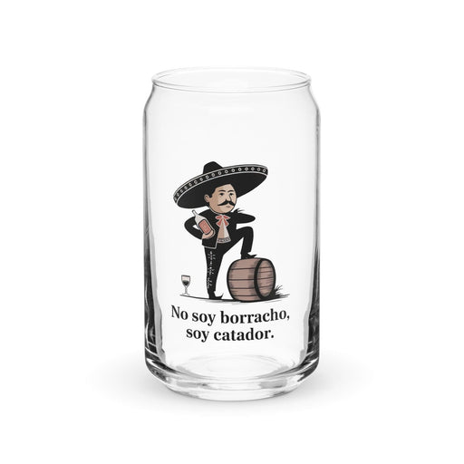 No Soy Borracho, Soy Catador Exclusive Art Piece Can-Shaped Glass Home Office Work Mexican Spanish Pride Gift Cup One-Of-A-Kind Calligraphy Glass | N32 Mexicada 16 oz