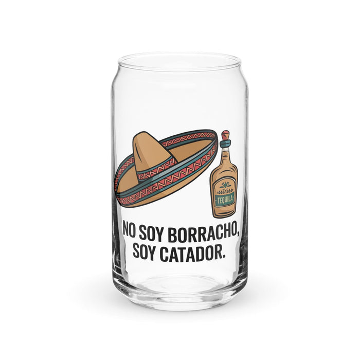 No Soy Borracho, Soy Catador Exclusive Art Piece Can-Shaped Glass Home Office Work Mexican Spanish Pride Gift Cup One-Of-A-Kind Calligraphy Glass | N35 Mexicada 16 oz