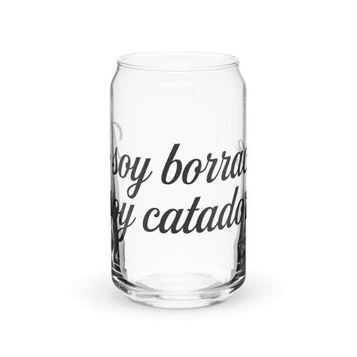 No Soy Borracho, Soy Catador Exclusive Art Piece Can-Shaped Glass Home Office Work Mexican Spanish Pride Gift Cup One-Of-A-Kind Calligraphy Glass | N38 Mexicada 16 oz