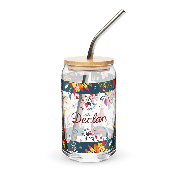 Declan Exclusive Name Art Piece Can-Shaped Glass Home Office Work Mexican Spanish Pride Gift Cup One-Of-A-Kind Calligraphy Glass | D7 Mexicada 16 oz With Lid & Straw