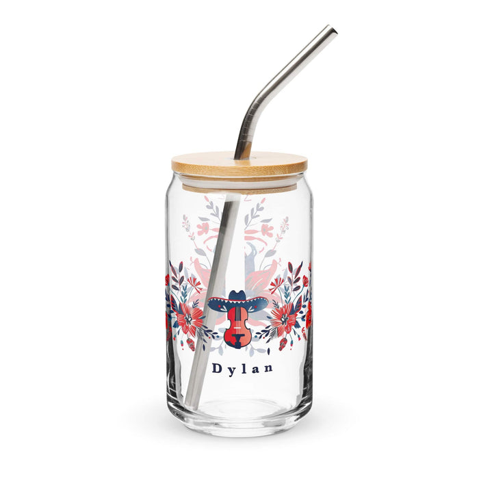 Dylan Exclusive Name Art Piece Can-Shaped Glass Home Office Work Mexican Spanish Pride Gift Cup One-Of-A-Kind Calligraphy Glass | D17 Mexicada 16 oz With Lid & Straw