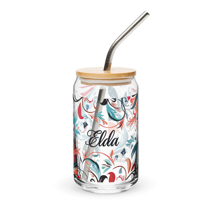 Elda Exclusive Name Art Piece Can-Shaped Glass Home Office Work Mexican Spanish Pride Gift Cup One-Of-A-Kind Calligraphy Glass | E17 Mexicada 16 oz With Lid & Straw