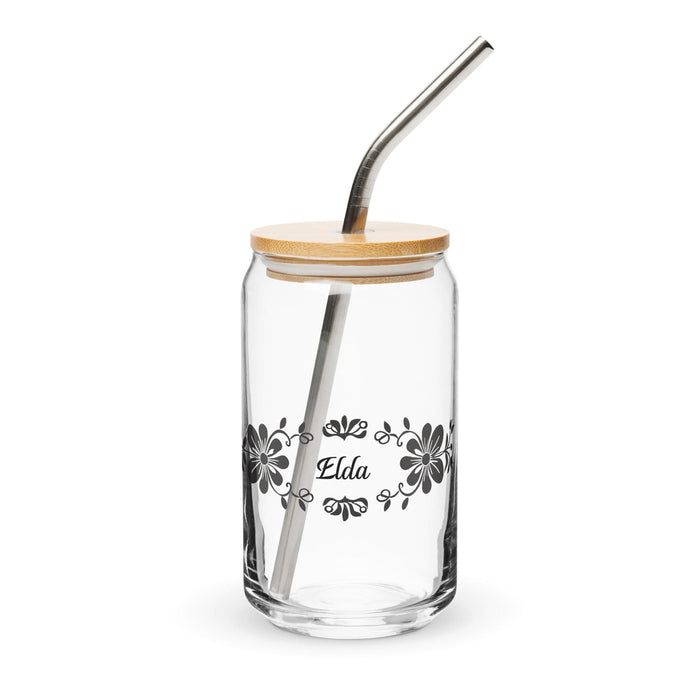 Elda Exclusive Name Art Piece Can-Shaped Glass Home Office Work Mexican Spanish Pride Gift Cup One-Of-A-Kind Calligraphy Glass | E18 Mexicada 16 oz With Lid & Straw