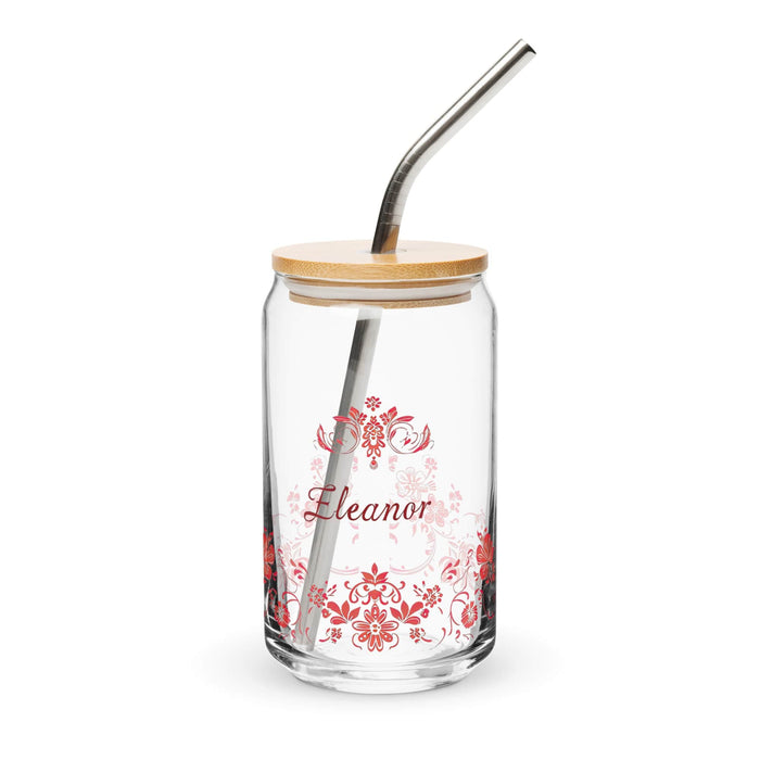 Eleanor Exclusive Name Art Piece Can-Shaped Glass Home Office Work Mexican Spanish Pride Gift Cup One-Of-A-Kind Calligraphy Glass | E9 Mexicada 16 oz With Lid & Straw