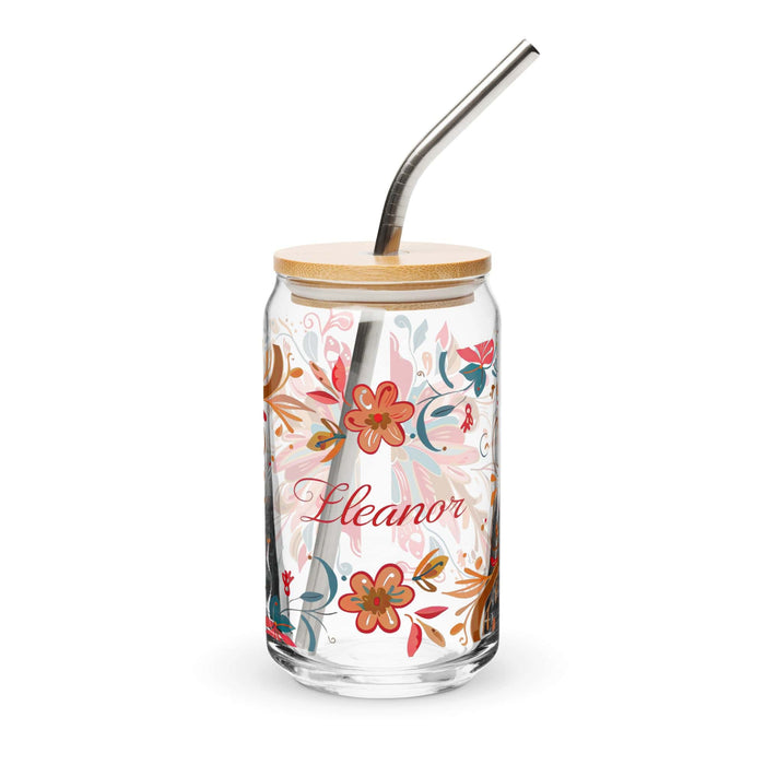 Eleanor Exclusive Name Art Piece Can-Shaped Glass Home Office Work Mexican Spanish Pride Gift Cup One-Of-A-Kind Calligraphy Glass | E17 Mexicada 16 oz With Lid & Straw