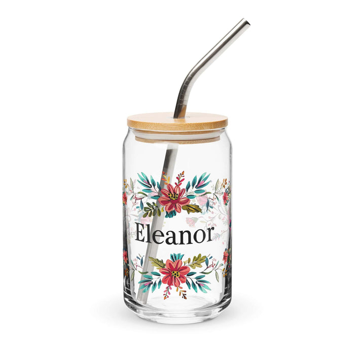 Eleanor Exclusive Name Art Piece Can-Shaped Glass Home Office Work Mexican Spanish Pride Gift Cup One-Of-A-Kind Calligraphy Glass | E25 Mexicada 16 oz With Lid & Straw