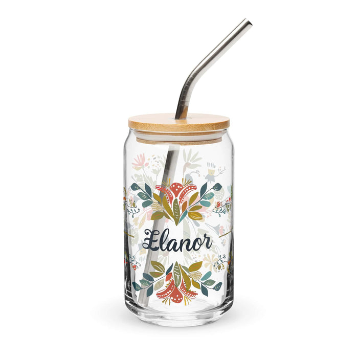 Eleanor Exclusive Name Art Piece Can-Shaped Glass Home Office Work Mexican Spanish Pride Gift Cup One-Of-A-Kind Calligraphy Glass | E26 Mexicada 16 oz With Lid & Straw