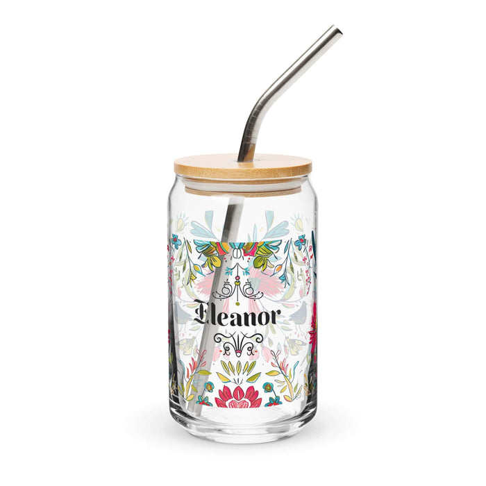 Eleanor Exclusive Name Art Piece Can-Shaped Glass Home Office Work Mexican Spanish Pride Gift Cup One-Of-A-Kind Calligraphy Glass | E28 Mexicada 16 oz With Lid & Straw