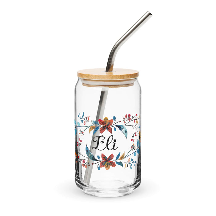 Eli Exclusive Name Art Piece Can-Shaped Glass Home Office Work Mexican Spanish Pride Gift Cup One-Of-A-Kind Calligraphy Glass | E1 Mexicada 16 oz With Lid & Straw