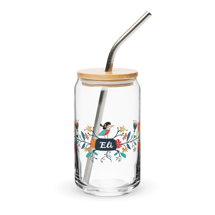 Eli Exclusive Name Art Piece Can-Shaped Glass Home Office Work Mexican Spanish Pride Gift Cup One-Of-A-Kind Calligraphy Glass | E4 Mexicada 16 oz With Lid & Straw