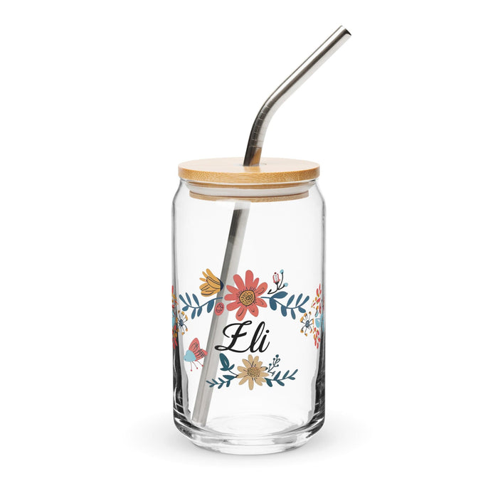 Eli Exclusive Name Art Piece Can-Shaped Glass Home Office Work Mexican Spanish Pride Gift Cup One-Of-A-Kind Calligraphy Glass | E6 Mexicada 16 oz With Lid & Straw