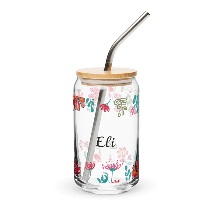 Eli Exclusive Name Art Piece Can-Shaped Glass Home Office Work Mexican Spanish Pride Gift Cup One-Of-A-Kind Calligraphy Glass | E8 Mexicada 16 oz With Lid & Straw