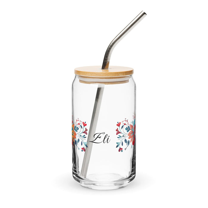 Eli Exclusive Name Art Piece Can-Shaped Glass Home Office Work Mexican Spanish Pride Gift Cup One-Of-A-Kind Calligraphy Glass | E11 Mexicada 16 oz With Lid & Straw