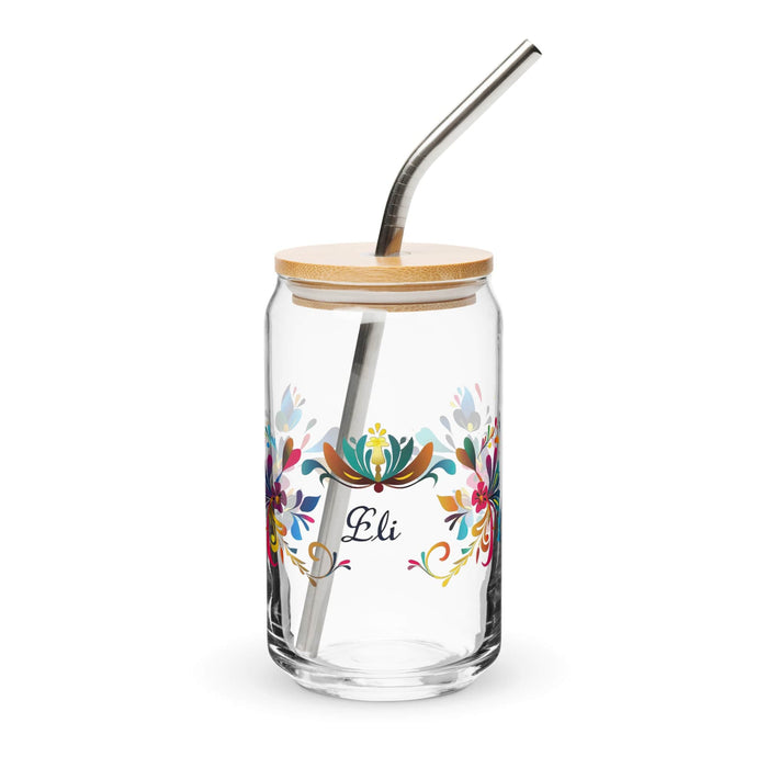 Eli Exclusive Name Art Piece Can-Shaped Glass Home Office Work Mexican Spanish Pride Gift Cup One-Of-A-Kind Calligraphy Glass | E12 Mexicada 16 oz With Lid & Straw