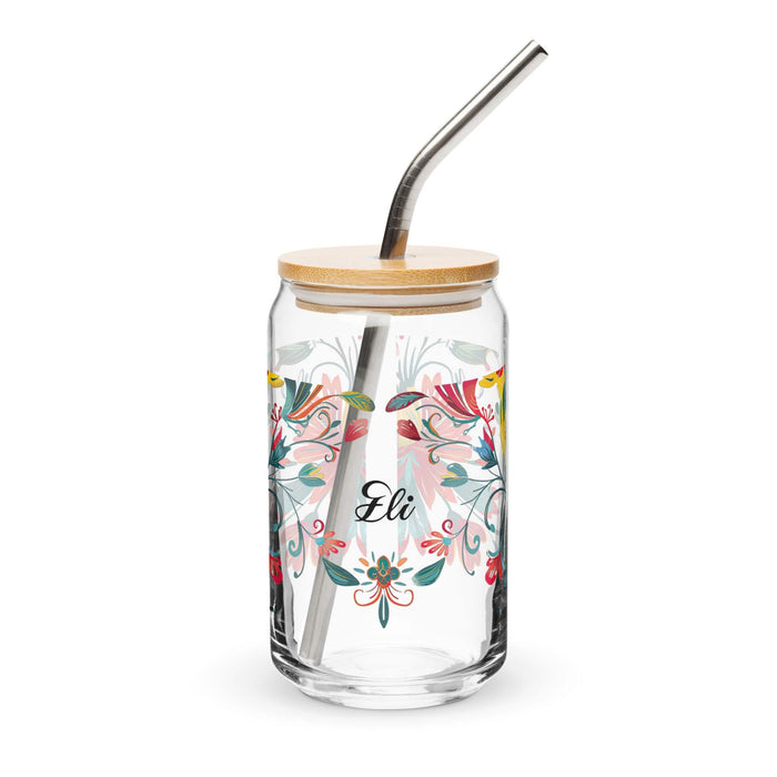 Eli Exclusive Name Art Piece Can-Shaped Glass Home Office Work Mexican Spanish Pride Gift Cup One-Of-A-Kind Calligraphy Glass | E16 Mexicada 16 oz With Lid & Straw