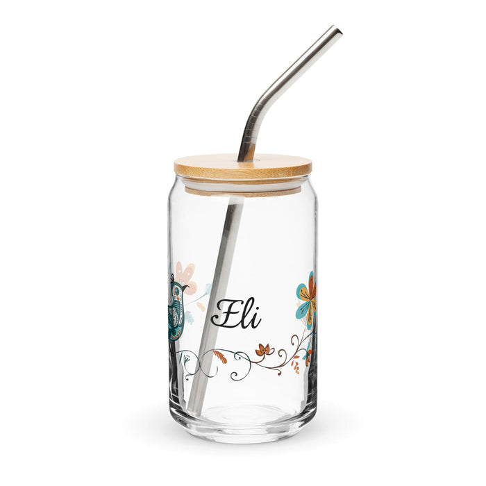 Eli Exclusive Name Art Piece Can-Shaped Glass Home Office Work Mexican Spanish Pride Gift Cup One-Of-A-Kind Calligraphy Glass | E19 Mexicada 16 oz With Lid & Straw