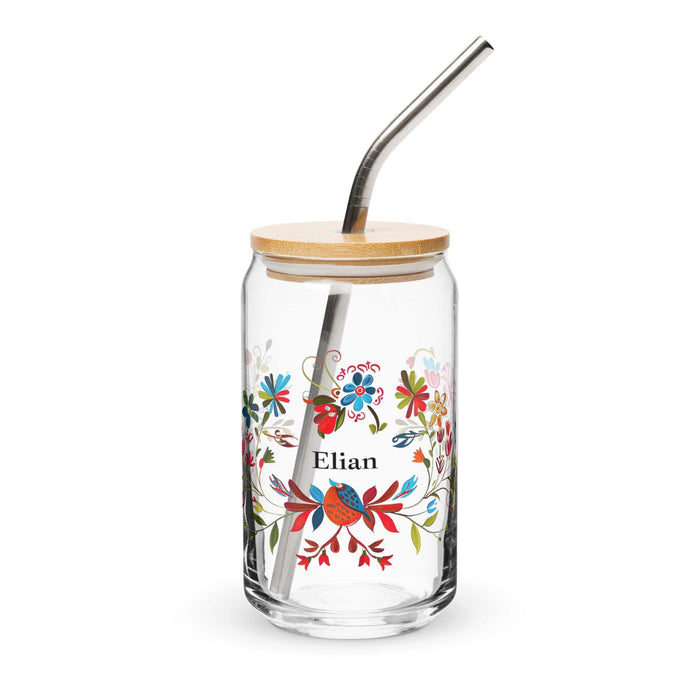 Elian Exclusive Name Art Piece Can-Shaped Glass Home Office Work Mexican Spanish Pride Gift Cup One-Of-A-Kind Calligraphy Glass | E7 Mexicada 16 oz With Lid & Straw