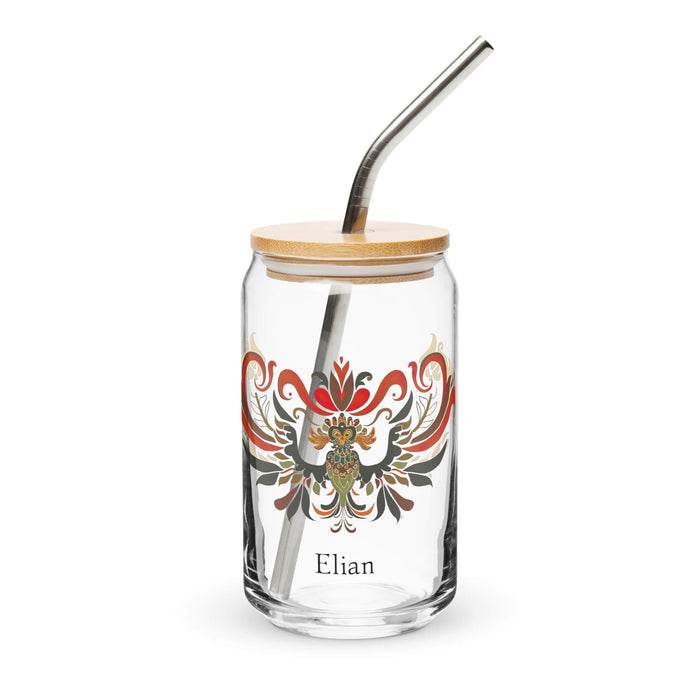 Elian Exclusive Name Art Piece Can-Shaped Glass Home Office Work Mexican Spanish Pride Gift Cup One-Of-A-Kind Calligraphy Glass | E8 Mexicada 16 oz With Lid & Straw