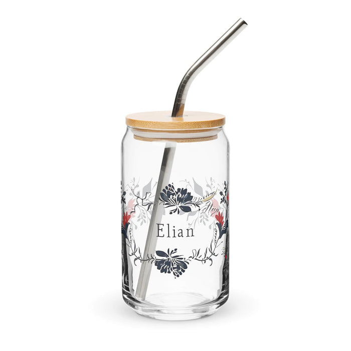 Elian Exclusive Name Art Piece Can-Shaped Glass Home Office Work Mexican Spanish Pride Gift Cup One-Of-A-Kind Calligraphy Glass | E9 Mexicada 16 oz With Lid & Straw