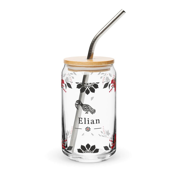 Elian Exclusive Name Art Piece Can-Shaped Glass Home Office Work Mexican Spanish Pride Gift Cup One-Of-A-Kind Calligraphy Glass | E17 Mexicada 16 oz With Lid & Straw