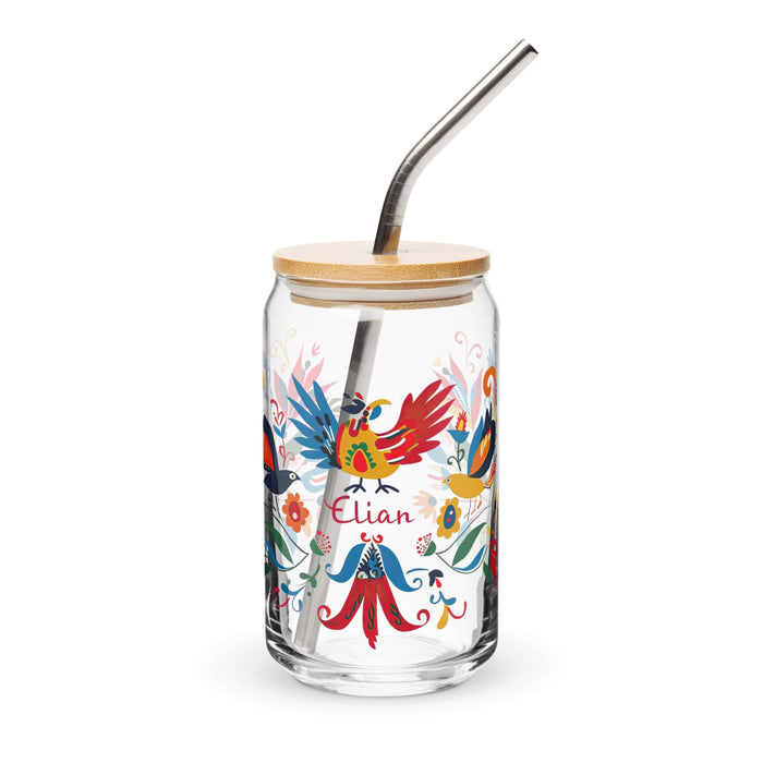 Elian Exclusive Name Art Piece Can-Shaped Glass Home Office Work Mexican Spanish Pride Gift Cup One-Of-A-Kind Calligraphy Glass | E18 Mexicada 16 oz With Lid & Straw