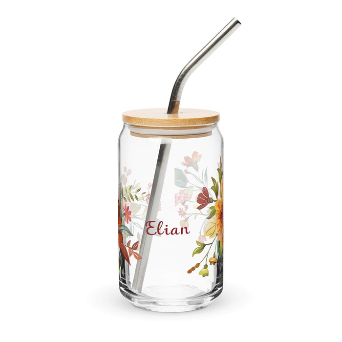 Elian Exclusive Name Art Piece Can-Shaped Glass Home Office Work Mexican Spanish Pride Gift Cup One-Of-A-Kind Calligraphy Glass | E22 Mexicada 16 oz With Lid & Straw