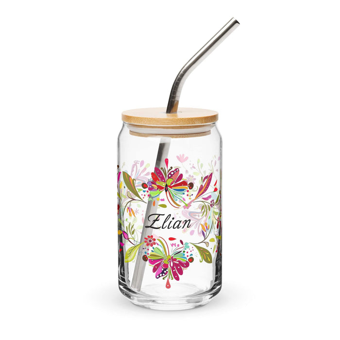 Elian Exclusive Name Art Piece Can-Shaped Glass Home Office Work Mexican Spanish Pride Gift Cup One-Of-A-Kind Calligraphy Glass | E4 Mexicada 16 oz With Lid & Straw