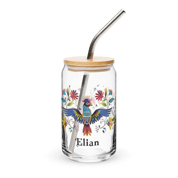 Elian Exclusive Name Art Piece Can-Shaped Glass Home Office Work Mexican Spanish Pride Gift Cup One-Of-A-Kind Calligraphy Glass | E46 Mexicada 16 oz With Lid & Straw