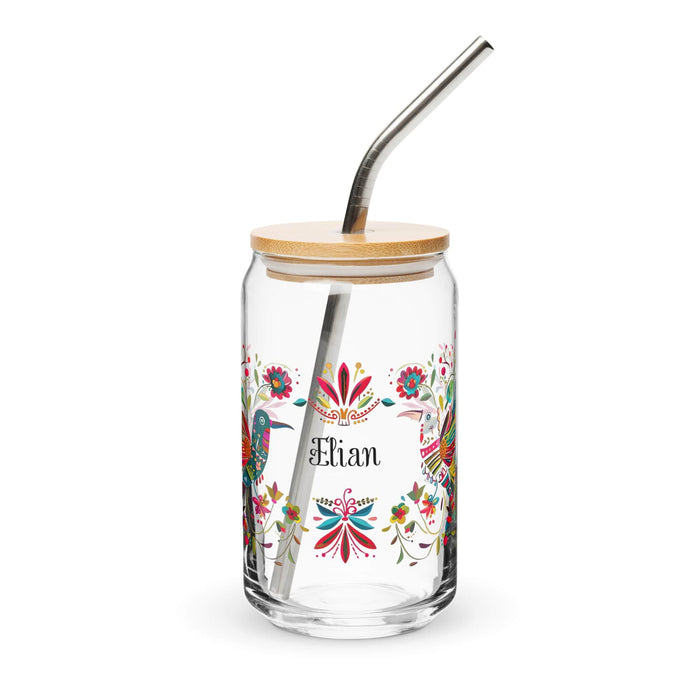 Elian Exclusive Name Art Piece Can-Shaped Glass Home Office Work Mexican Spanish Pride Gift Cup One-Of-A-Kind Calligraphy Glass | E56 Mexicada 16 oz With Lid & Straw