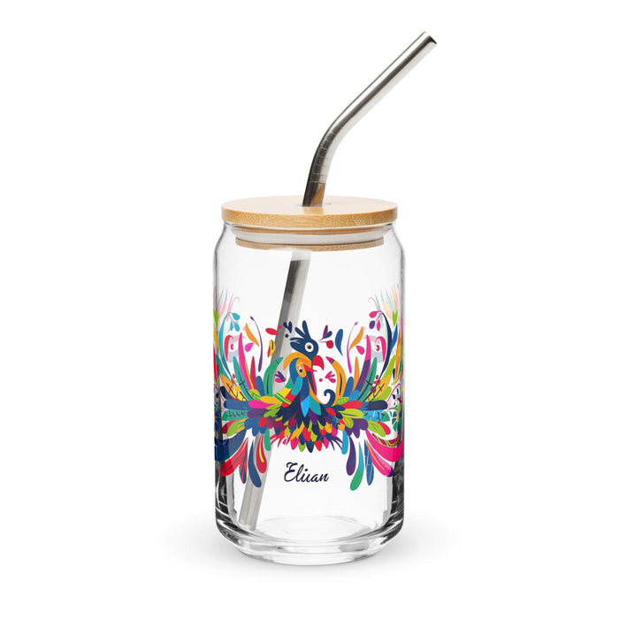 Elian Exclusive Name Art Piece Can-Shaped Glass Home Office Work Mexican Spanish Pride Gift Cup One-Of-A-Kind Calligraphy Glass | E57 Mexicada 16 oz With Lid & Straw