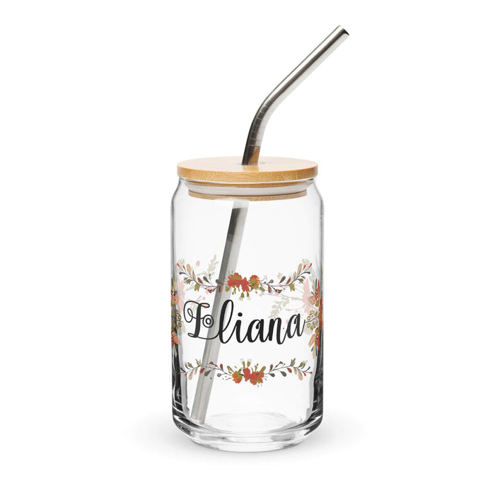 Eliana Exclusive Name Art Piece Can-Shaped Glass Home Office Work Mexican Spanish Pride Gift Cup One-Of-A-Kind Calligraphy Glass | E4 Mexicada 16 oz With Lid & Straw