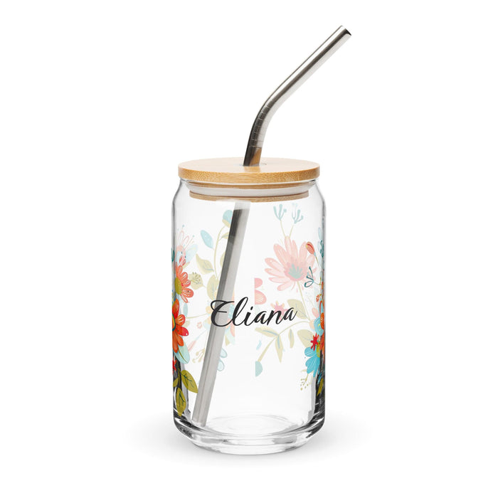 Eliana Exclusive Name Art Piece Can-Shaped Glass Home Office Work Mexican Spanish Pride Gift Cup One-Of-A-Kind Calligraphy Glass | E11 Mexicada 16 oz With Lid & Straw