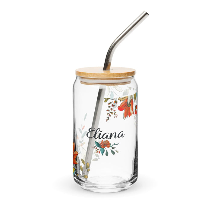 Eliana Exclusive Name Art Piece Can-Shaped Glass Home Office Work Mexican Spanish Pride Gift Cup One-Of-A-Kind Calligraphy Glass | E13 Mexicada 16 oz With Lid & Straw