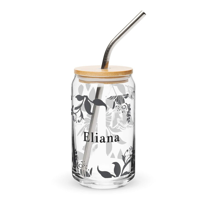 Eliana Exclusive Name Art Piece Can-Shaped Glass Home Office Work Mexican Spanish Pride Gift Cup One-Of-A-Kind Calligraphy Glass | E14 Mexicada 16 oz With Lid & Straw