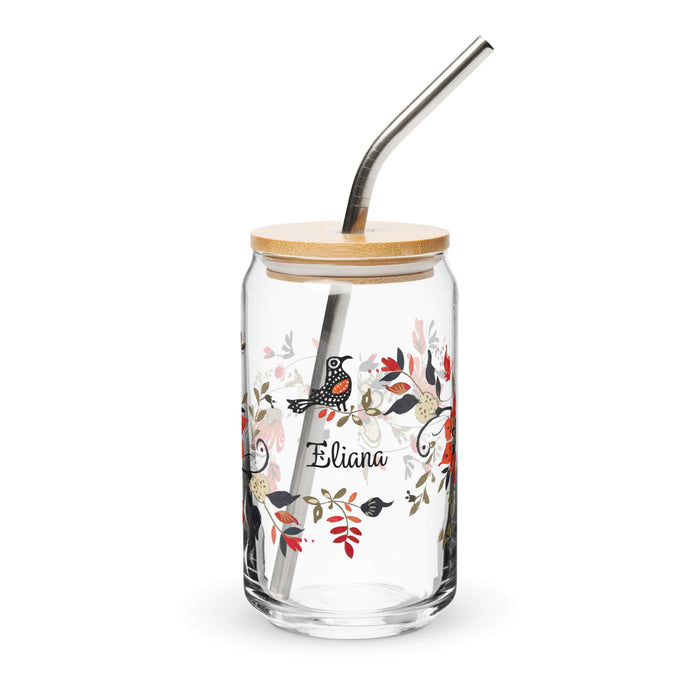 Eliana Exclusive Name Art Piece Can-Shaped Glass Home Office Work Mexican Spanish Pride Gift Cup One-Of-A-Kind Calligraphy Glass | E21 Mexicada 16 oz With Lid & Straw