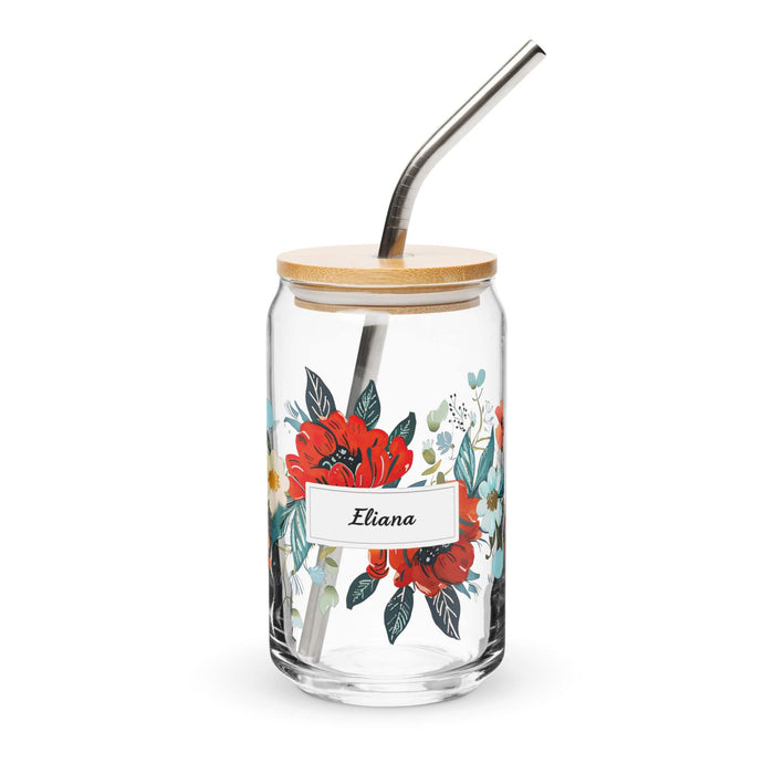 Eliana Exclusive Name Art Piece Can-Shaped Glass Home Office Work Mexican Spanish Pride Gift Cup One-Of-A-Kind Calligraphy Glass | E22 Mexicada 16 oz With Lid & Straw