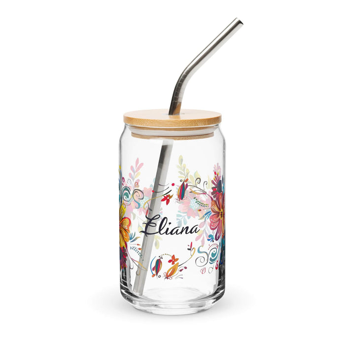 Eliana Exclusive Name Art Piece Can-Shaped Glass Home Office Work Mexican Spanish Pride Gift Cup One-Of-A-Kind Calligraphy Glass | E23 Mexicada 16 oz With Lid & Straw