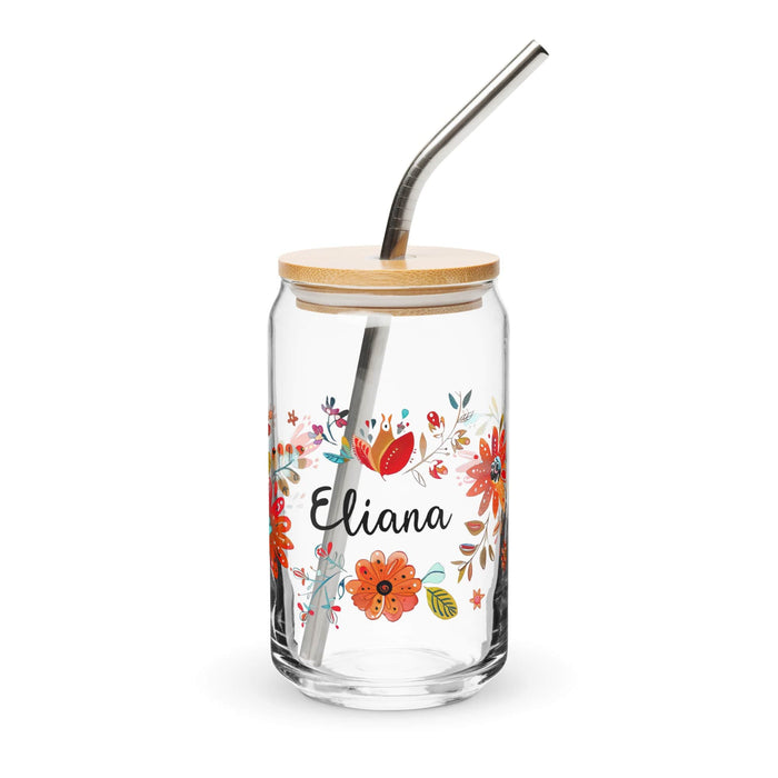 Eliana Exclusive Name Art Piece Can-Shaped Glass Home Office Work Mexican Spanish Pride Gift Cup One-Of-A-Kind Calligraphy Glass | E25 Mexicada 16 oz With Lid & Straw