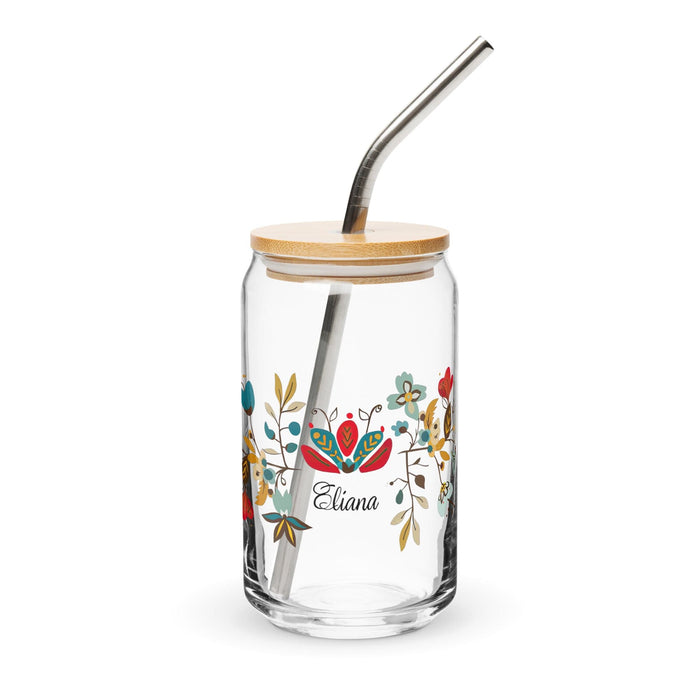 Eliana Exclusive Name Art Piece Can-Shaped Glass Home Office Work Mexican Spanish Pride Gift Cup One-Of-A-Kind Calligraphy Glass | E28 Mexicada 16 oz With Lid & Straw