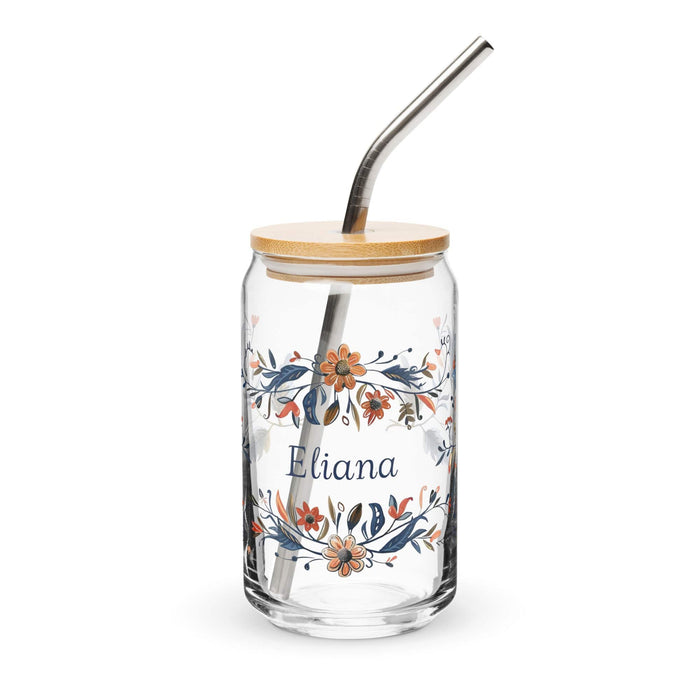 Eliana Exclusive Name Art Piece Can-Shaped Glass Home Office Work Mexican Spanish Pride Gift Cup One-Of-A-Kind Calligraphy Glass | E30 Mexicada 16 oz With Lid & Straw