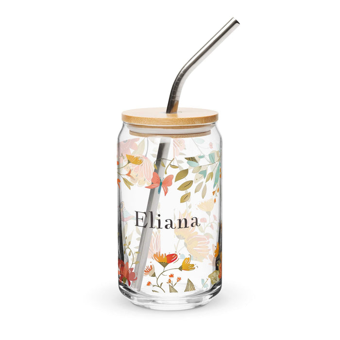 Eliana Exclusive Name Art Piece Can-Shaped Glass Home Office Work Mexican Spanish Pride Gift Cup One-Of-A-Kind Calligraphy Glass | E31 Mexicada 16 oz With Lid & Straw