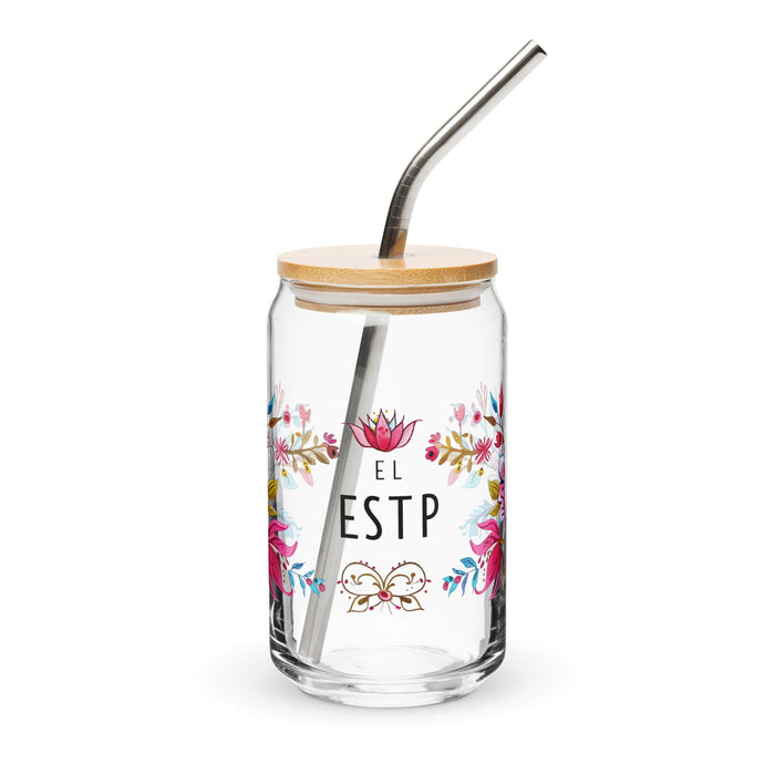 El Estp Exclusive Art Piece Can-Shaped Glass Home Office Work Mexican Spanish Pride Gift Cup One-Of-A-Kind Calligraphy Glass | E7 Mexicada 16 oz With Lid & Straw