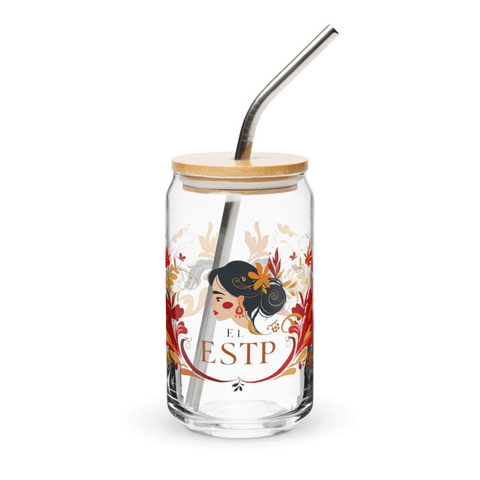 El Estp Exclusive Art Piece Can-Shaped Glass Home Office Work Mexican Spanish Pride Gift Cup One-Of-A-Kind Calligraphy Glass | E8 Mexicada 16 oz With Lid & Straw