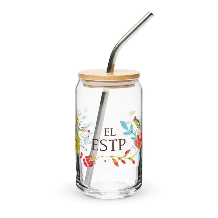 El Estp Exclusive Art Piece Can-Shaped Glass Home Office Work Mexican Spanish Pride Gift Cup One-Of-A-Kind Calligraphy Glass | E10 Mexicada 16 oz With Lid & Straw