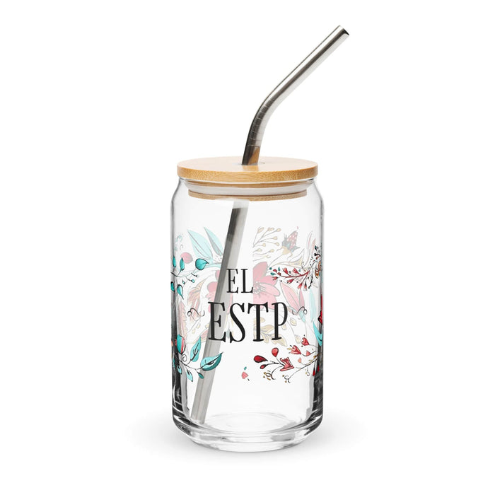 El Estp Exclusive Art Piece Can-Shaped Glass Home Office Work Mexican Spanish Pride Gift Cup One-Of-A-Kind Calligraphy Glass | E11 Mexicada 16 oz With Lid & Straw