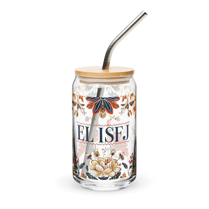 El Isfj Exclusive Art Piece Can-Shaped Glass Home Office Work Mexican Spanish Pride Gift Cup One-Of-A-Kind Calligraphy Glass | E2 Mexicada 16 oz With Lid & Straw